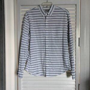 J Crew Tailored slim fit blue and white striped shirt size large